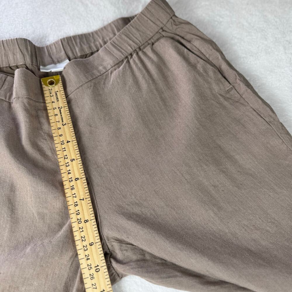 J.Jill Linen Stretch Crop Pants Women M Petite Beige Taupe Pull On Ankle Casual - Picture 7 of 13